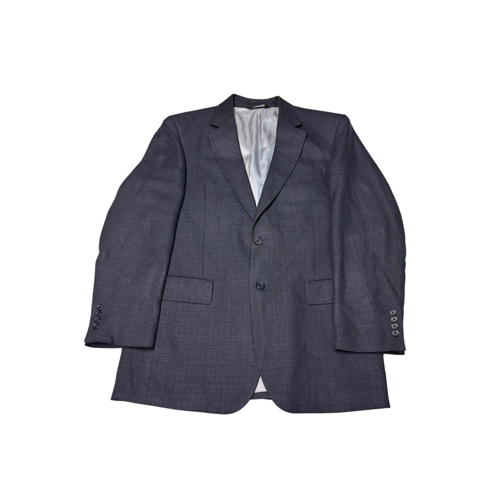 Jos A Bank Mens 40R Navy Blue Micro Check Two Button Blazer Sport Coat 98088